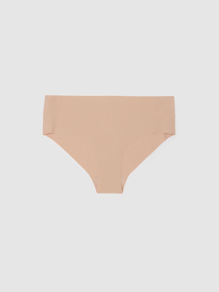 Beige regular fit stretch cotton briefs_4