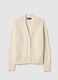 Beige cardigan in pure cotton oversized fit with deep V-neck_4