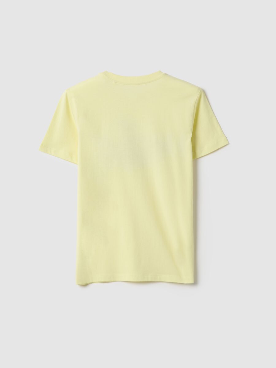 Boy's yellow pure cotton regular fit T-shirt with lettering_4