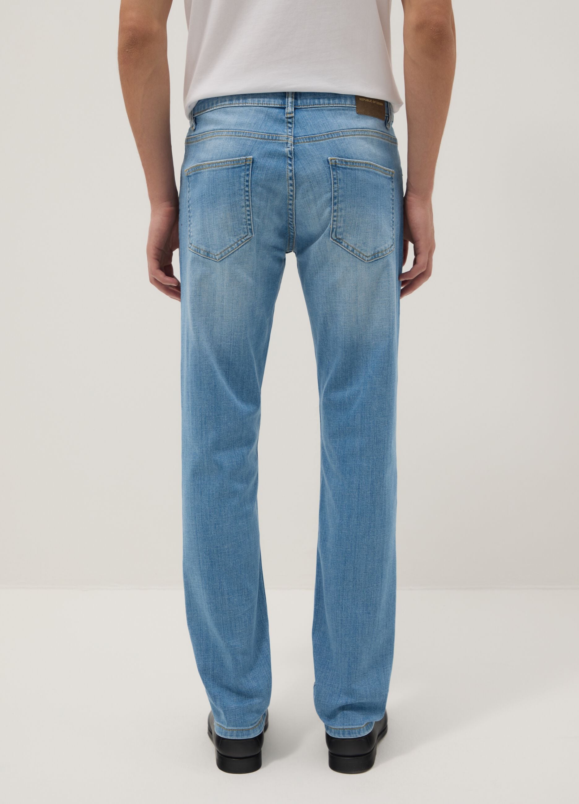 Light blue slim fit stretch cotton denim jeans