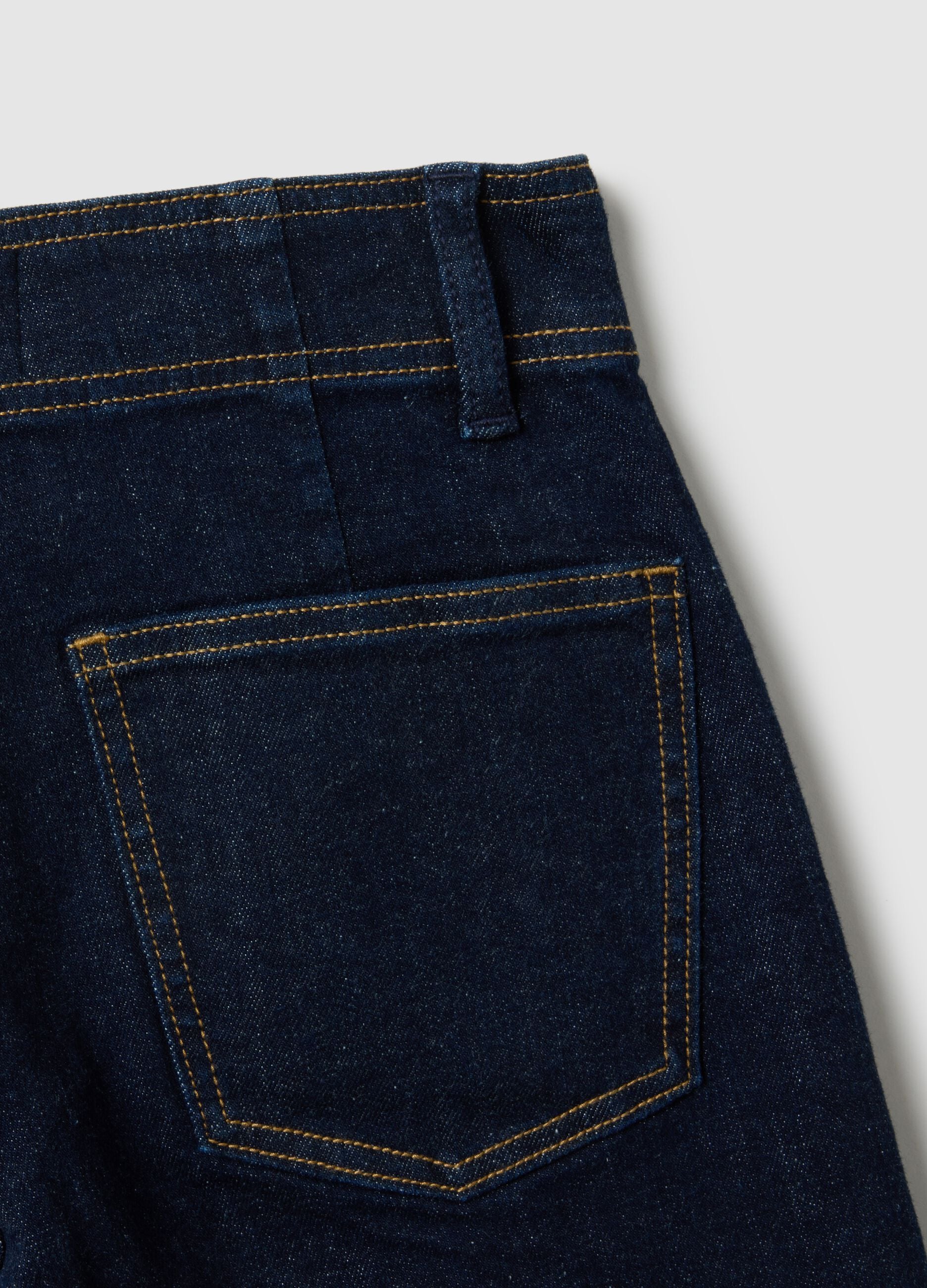 Wide Leg Stretch Cotton Blue Jeans