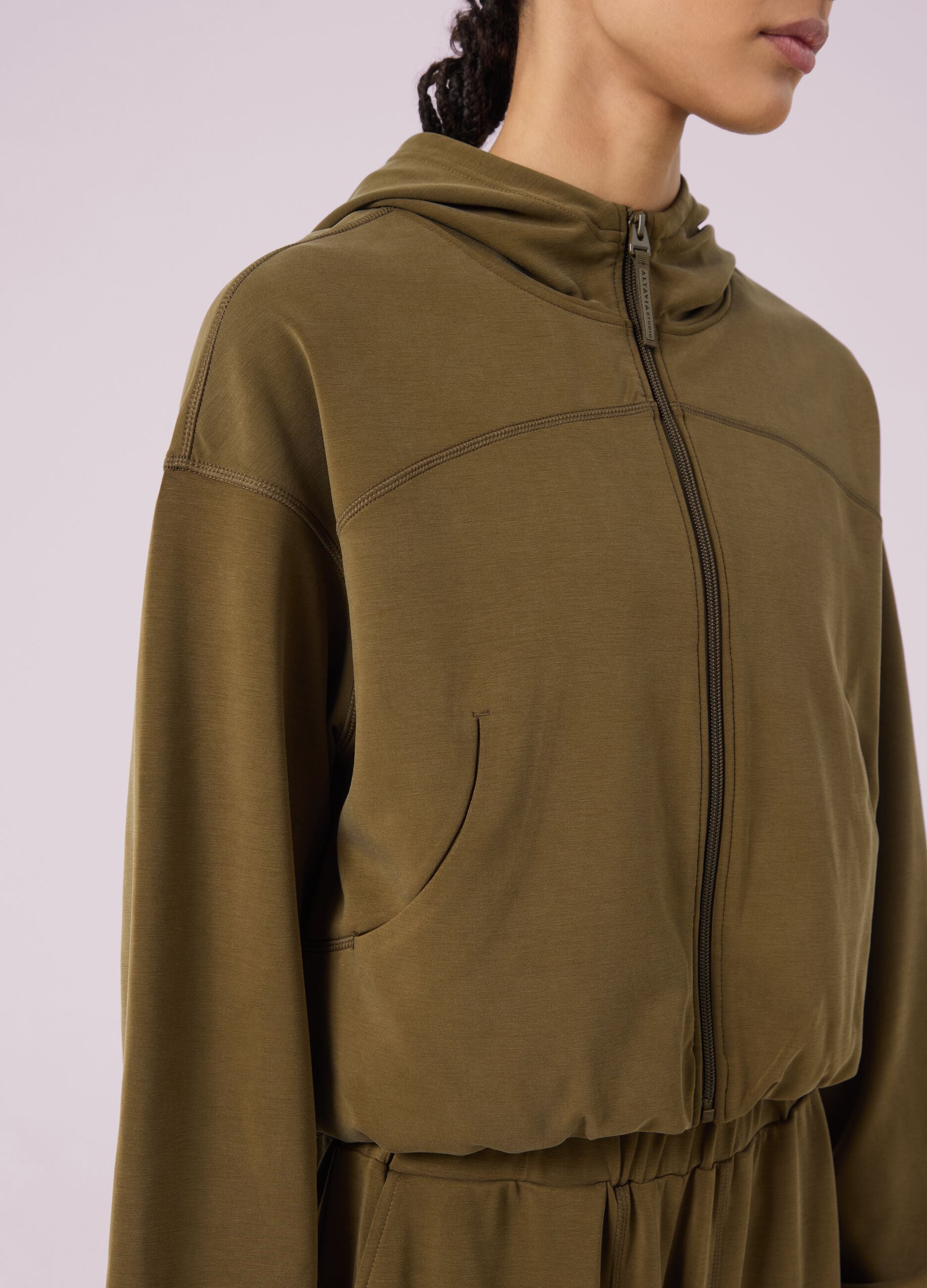 ALTAVIA STUDIO Hooded Full-Zip Crop