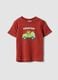 Red organic cotton T-shirt with print, regular fit for baby boy_0