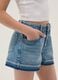 Blue pure cotton denim shorts for girls, straight fit_2