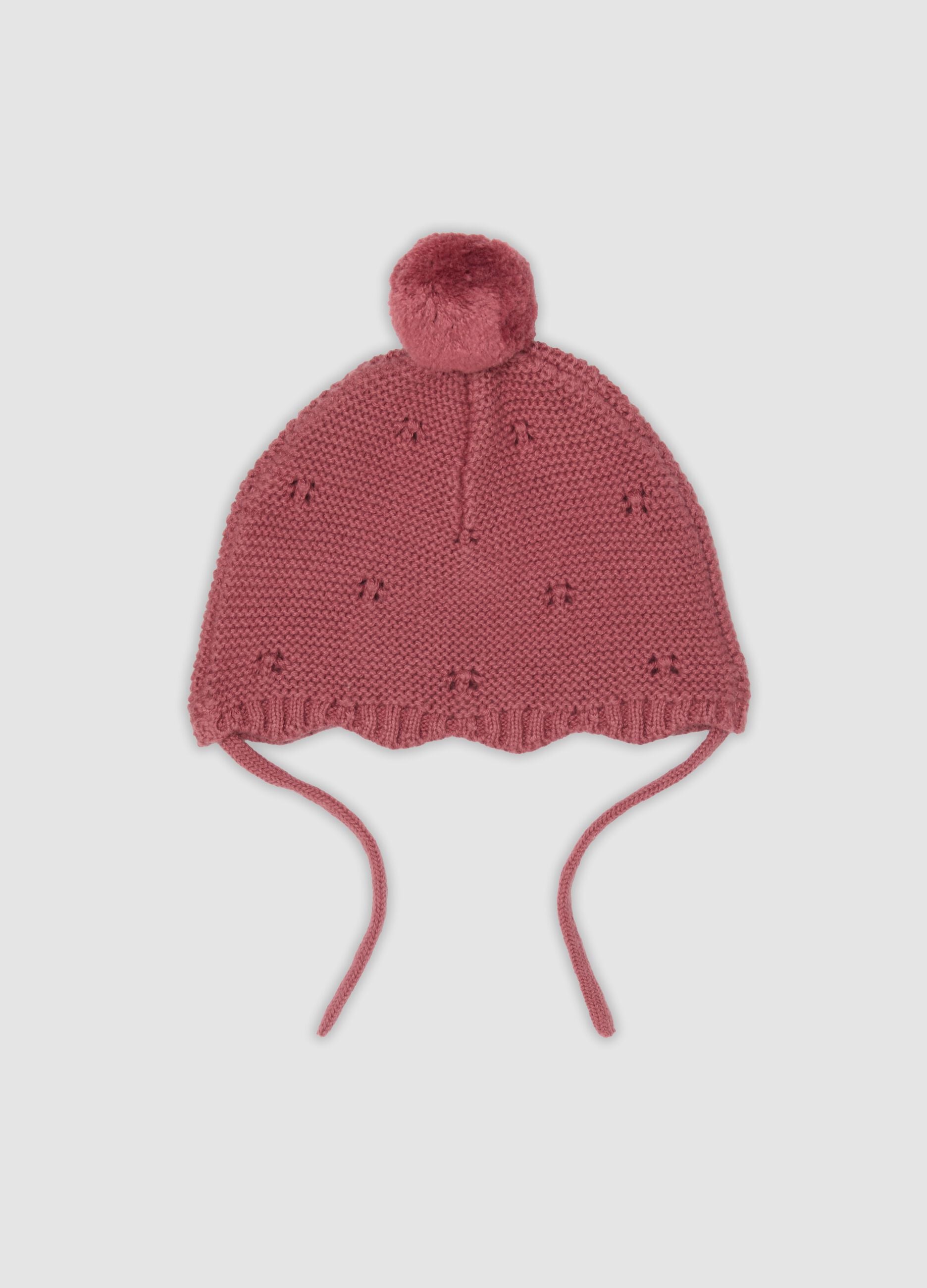 Pink pure organic cotton openwork jacquard hat