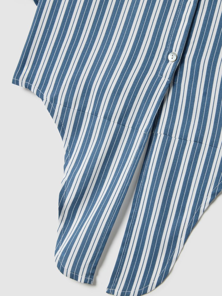 Multicolour striped regular fit pure viscose shirt_5