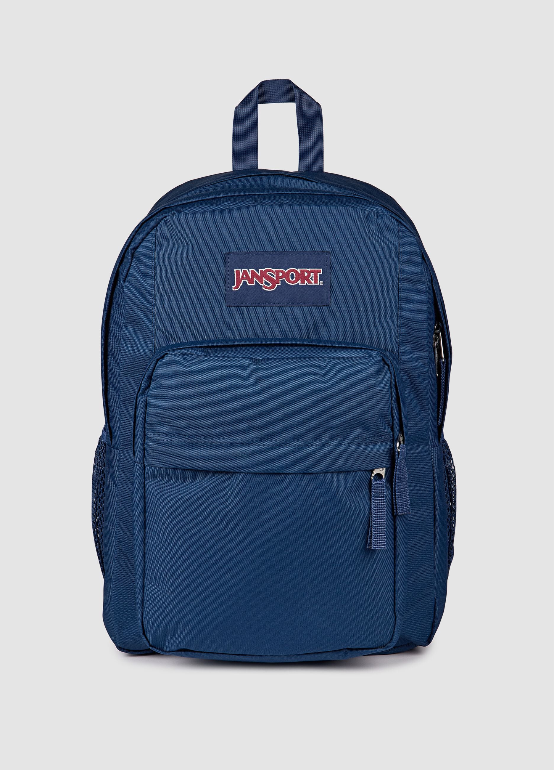 Blue backpack with external pockets