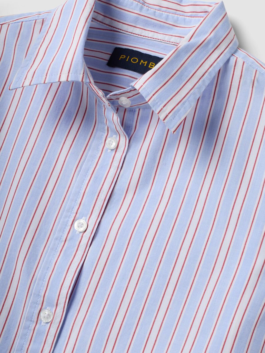 Blue poplin shirt with red stripes, regular fit_2