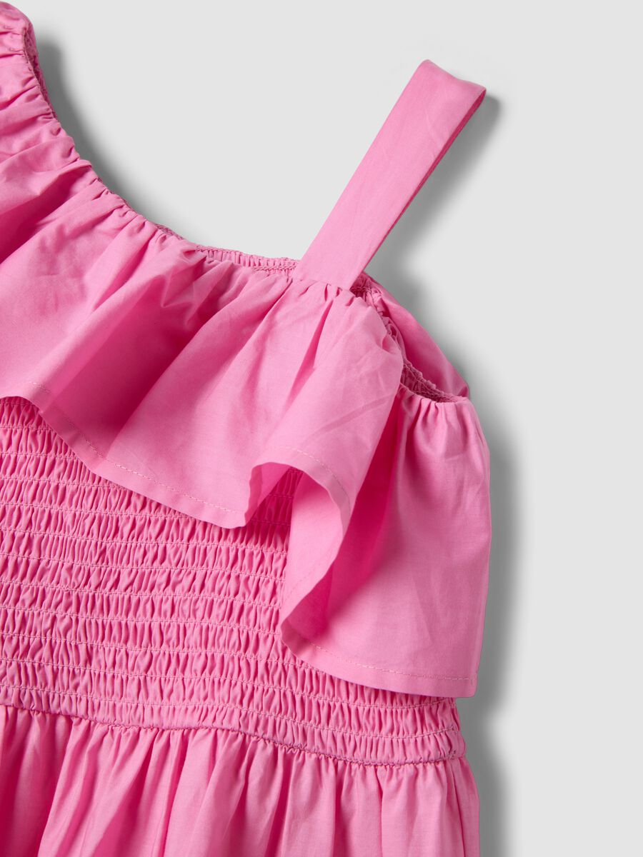 Girls' Pink Sleeveless Pure Cotton Dress with Ruffle Detail_2