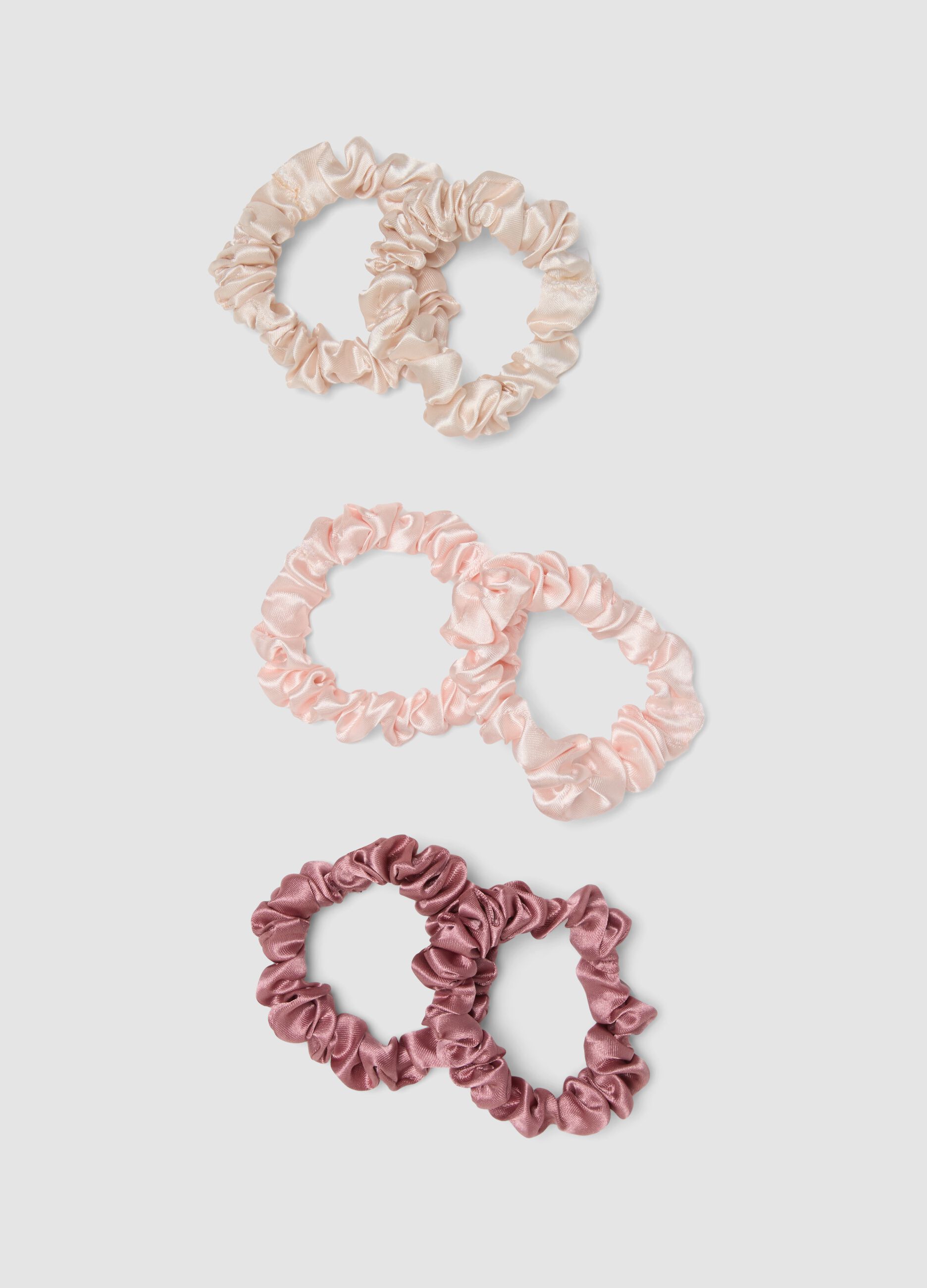 SINCERELY HAIR Small Satin Scrunchies (6-Pack) Pink & Mauve
