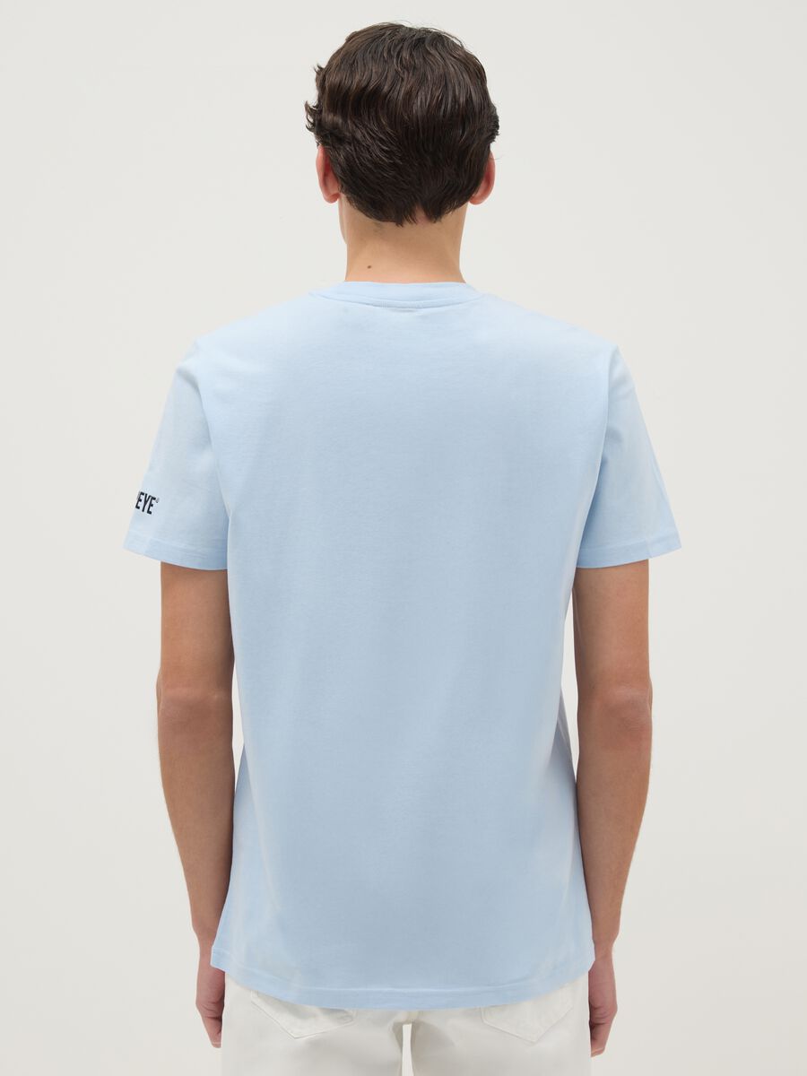 Blue pure cotton regular fit T-shirt with print_2