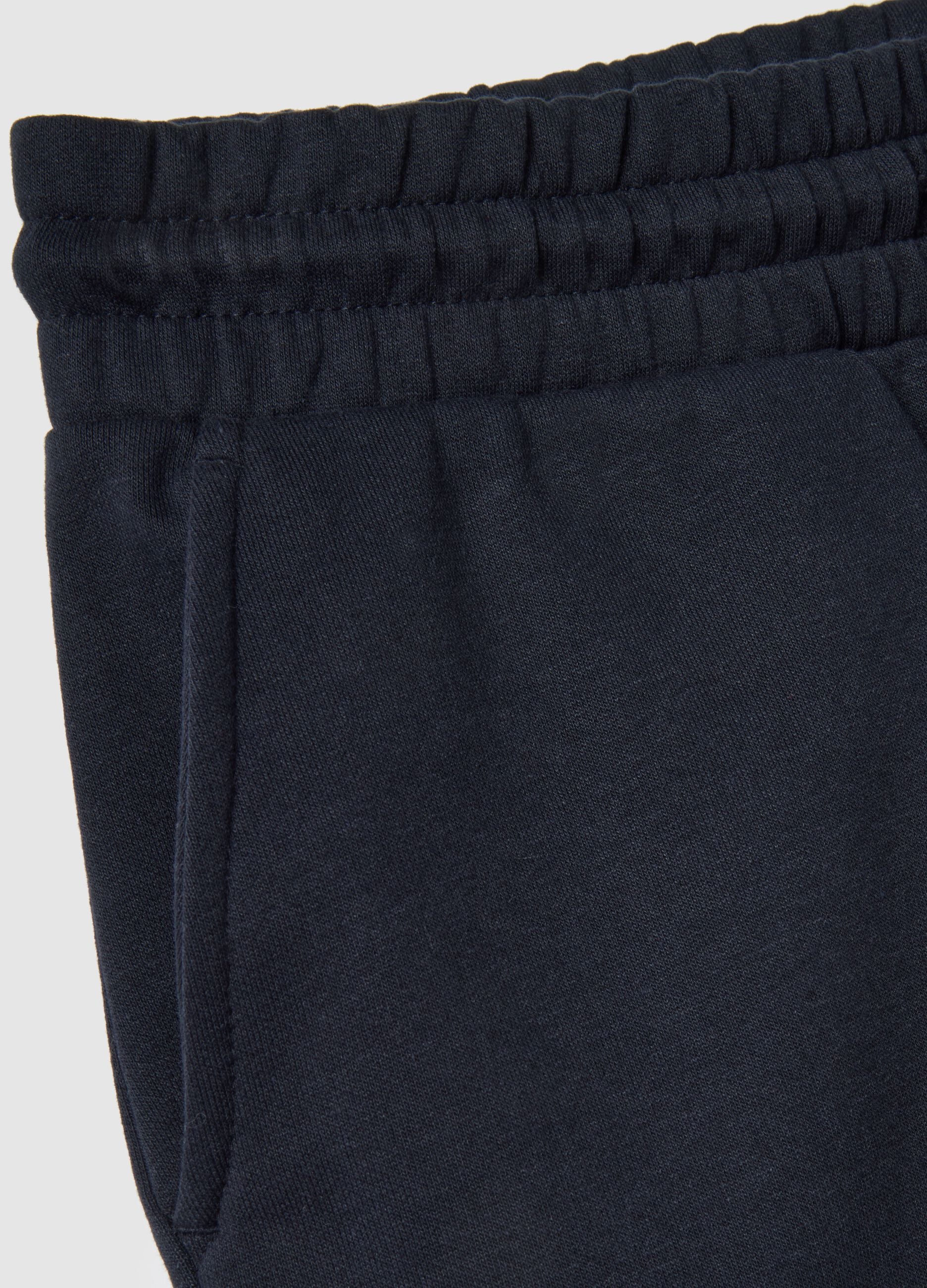 Regular fit blue cotton blend jogger trousers