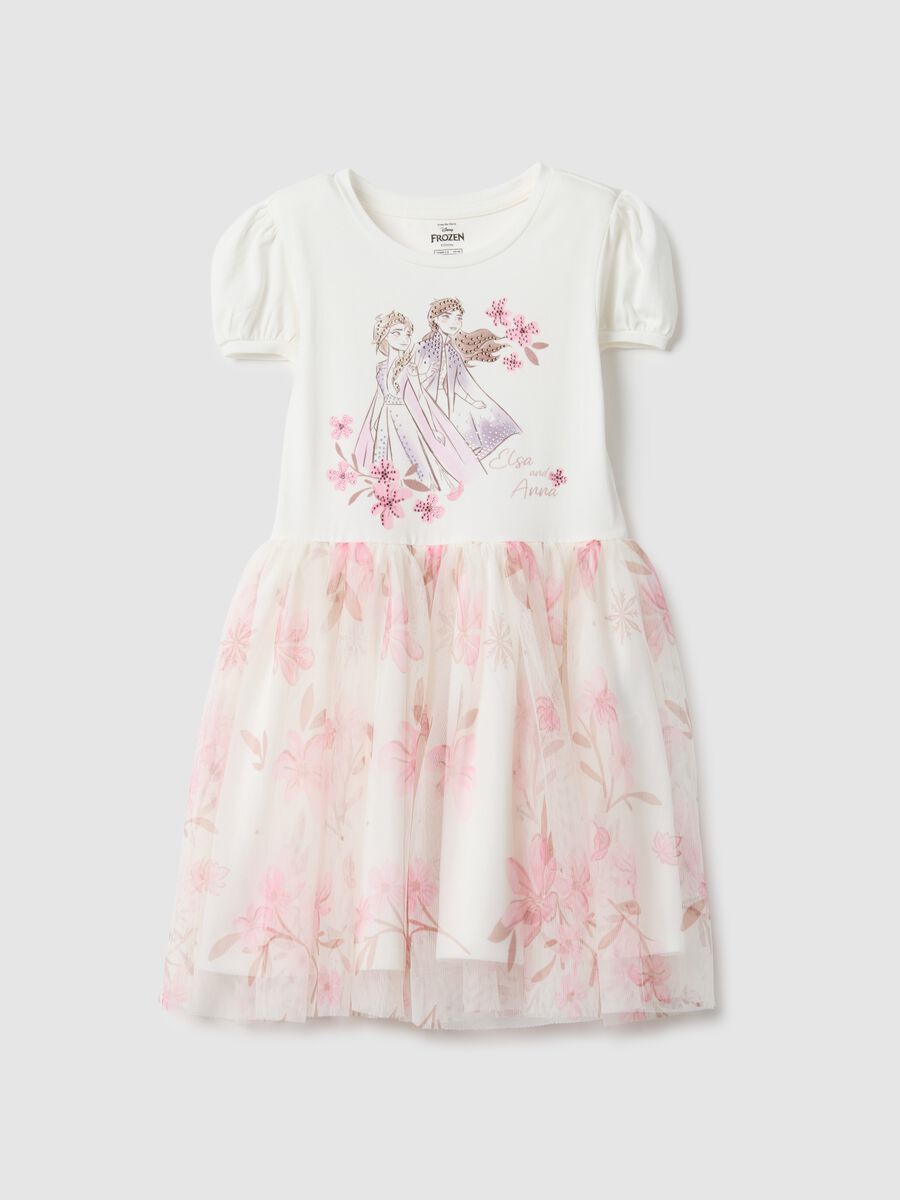 Elasticated cotton dress for girls with Frozen print_0