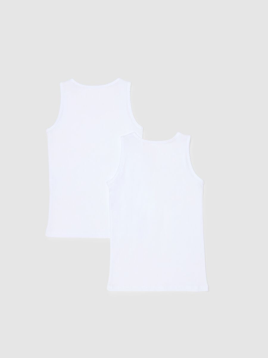 Twin pack of white girls' vests in pure cotton regular fit_1