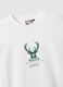 White pure cotton regular fit T-shirt with Milwaukee Bucks logo_5