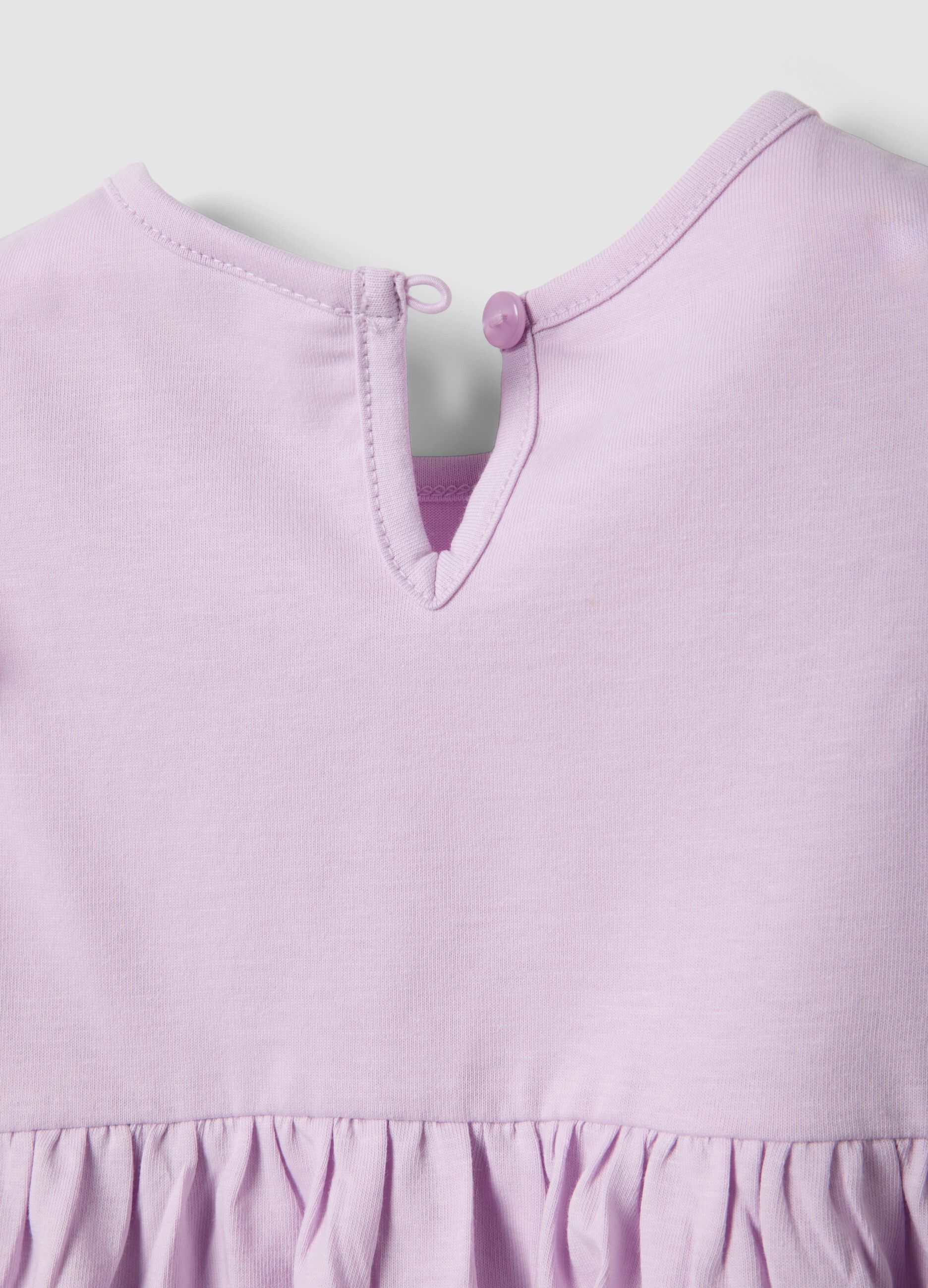 Girls&rsquo; pure cotton pink dress, regular fit with ruffles