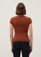 Orange fitted stretch-cotton T-shirt with square neckline_2