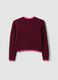 Red pure cotton cable-knit V-neck jumper for girls_1