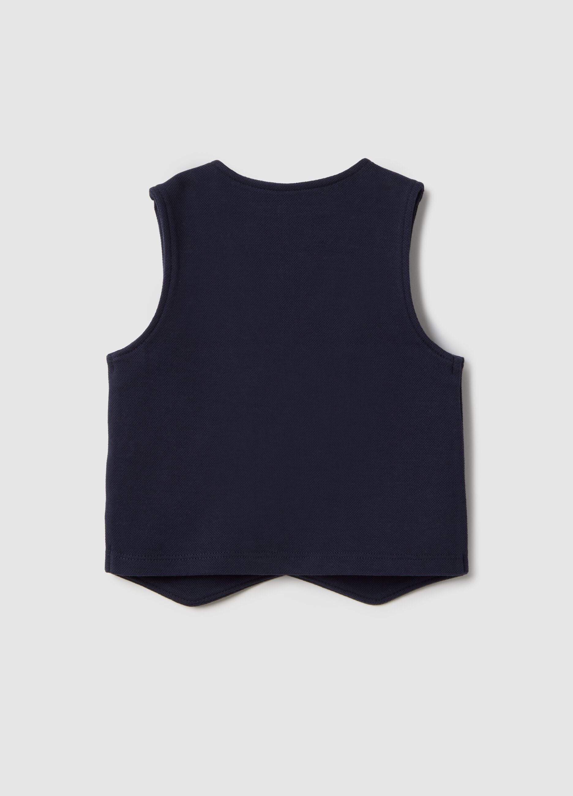 Blue cotton blend regular fit waistcoat with buttons for boys