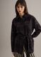 Black viscose blend oversized fit check semi-transparent shirt_0
