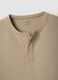 Beige regular-fit short-sleeve T-shirt with Henley neckline_5