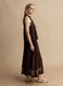 Brown pure cotton long skirt regular fit with floral embroidery_0
