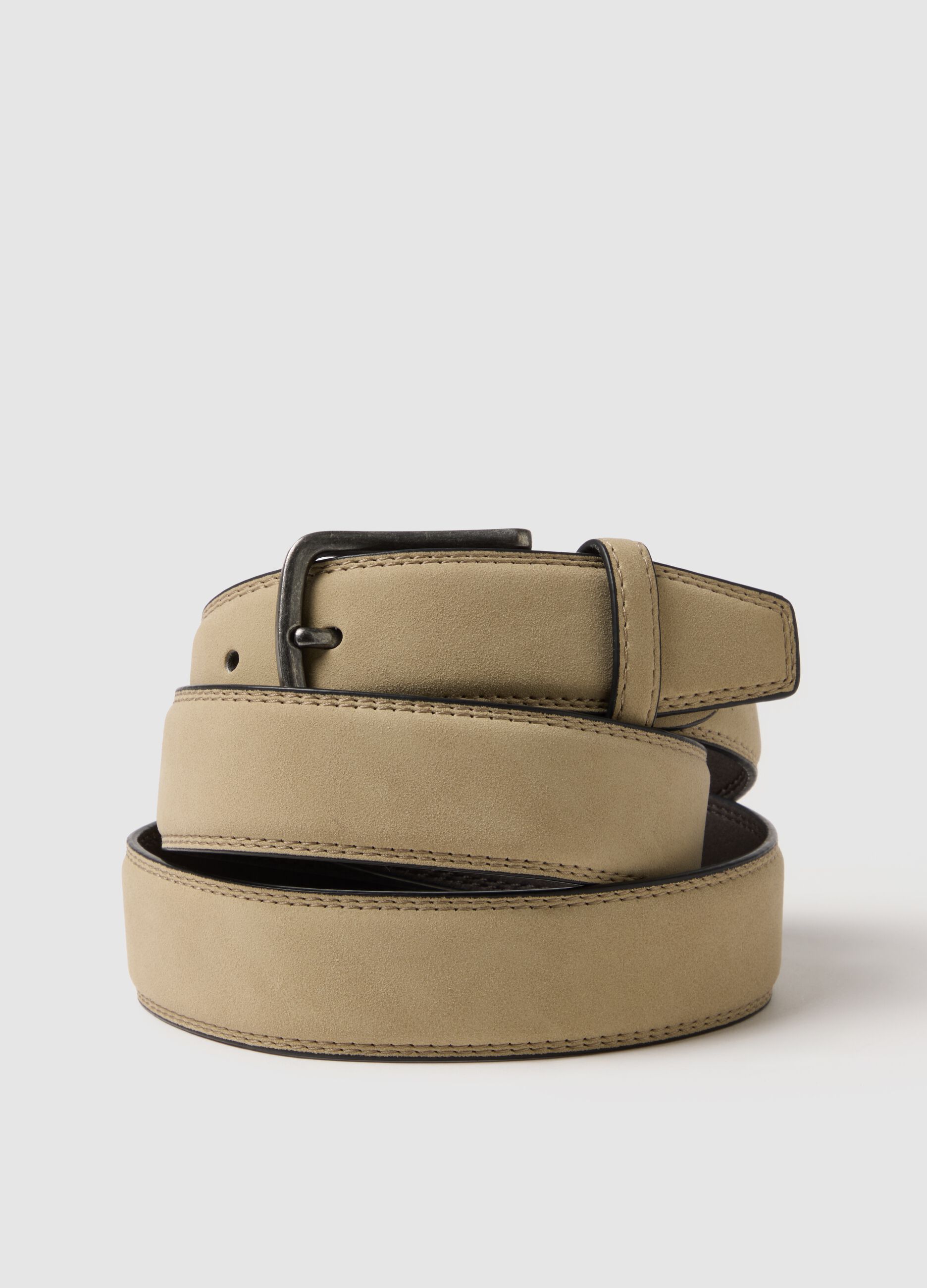 Beige Belt with Classic Buckle