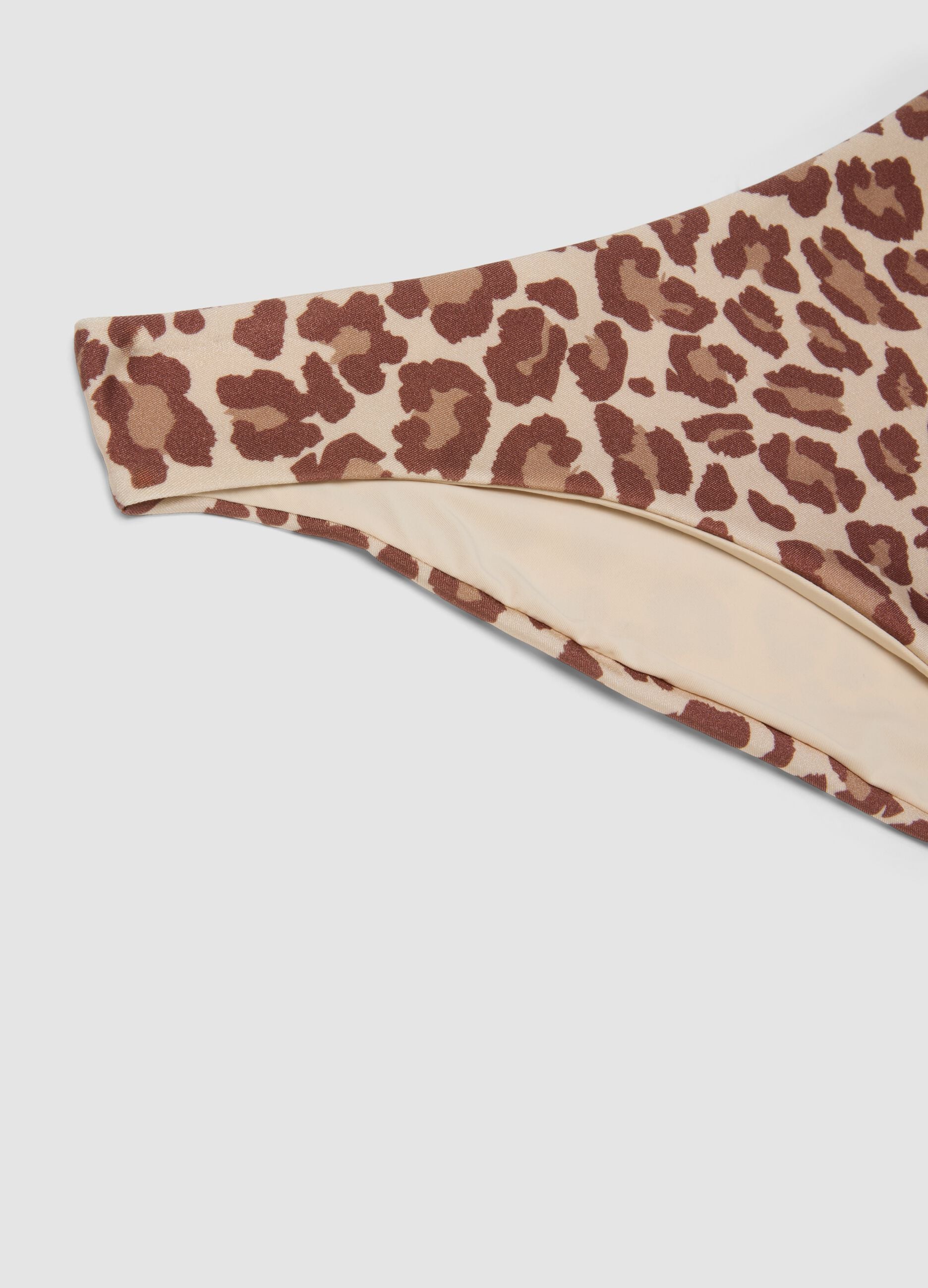 Multicolour leopard-print stretch bikini bottoms