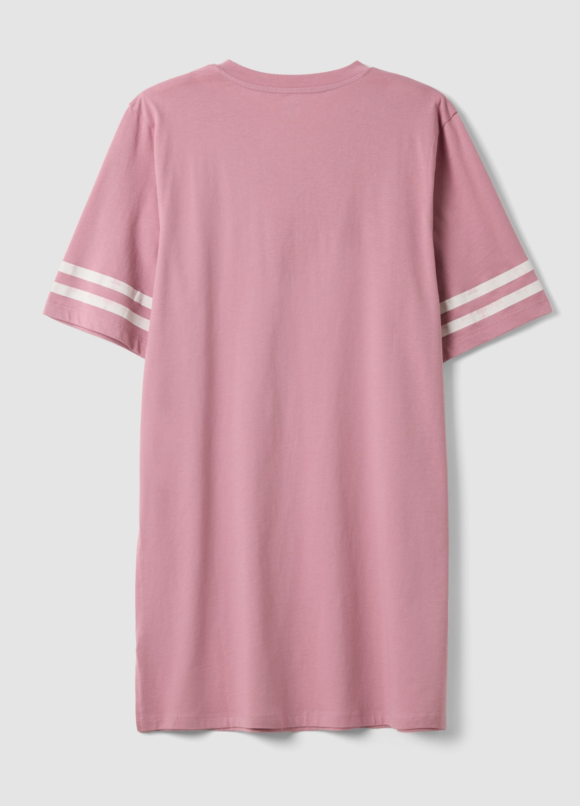 Pink pure organic cotton V-neck nightshirt with print