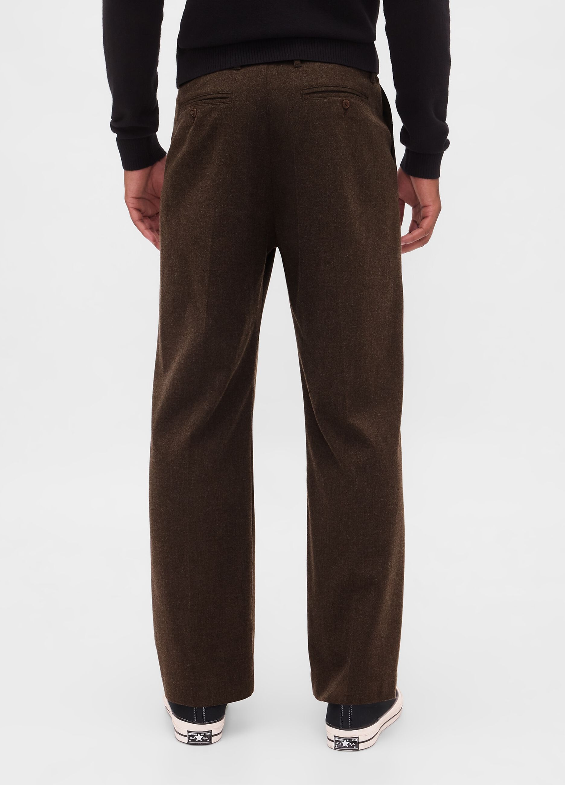 Brown Stretch Wool Blend Trousers