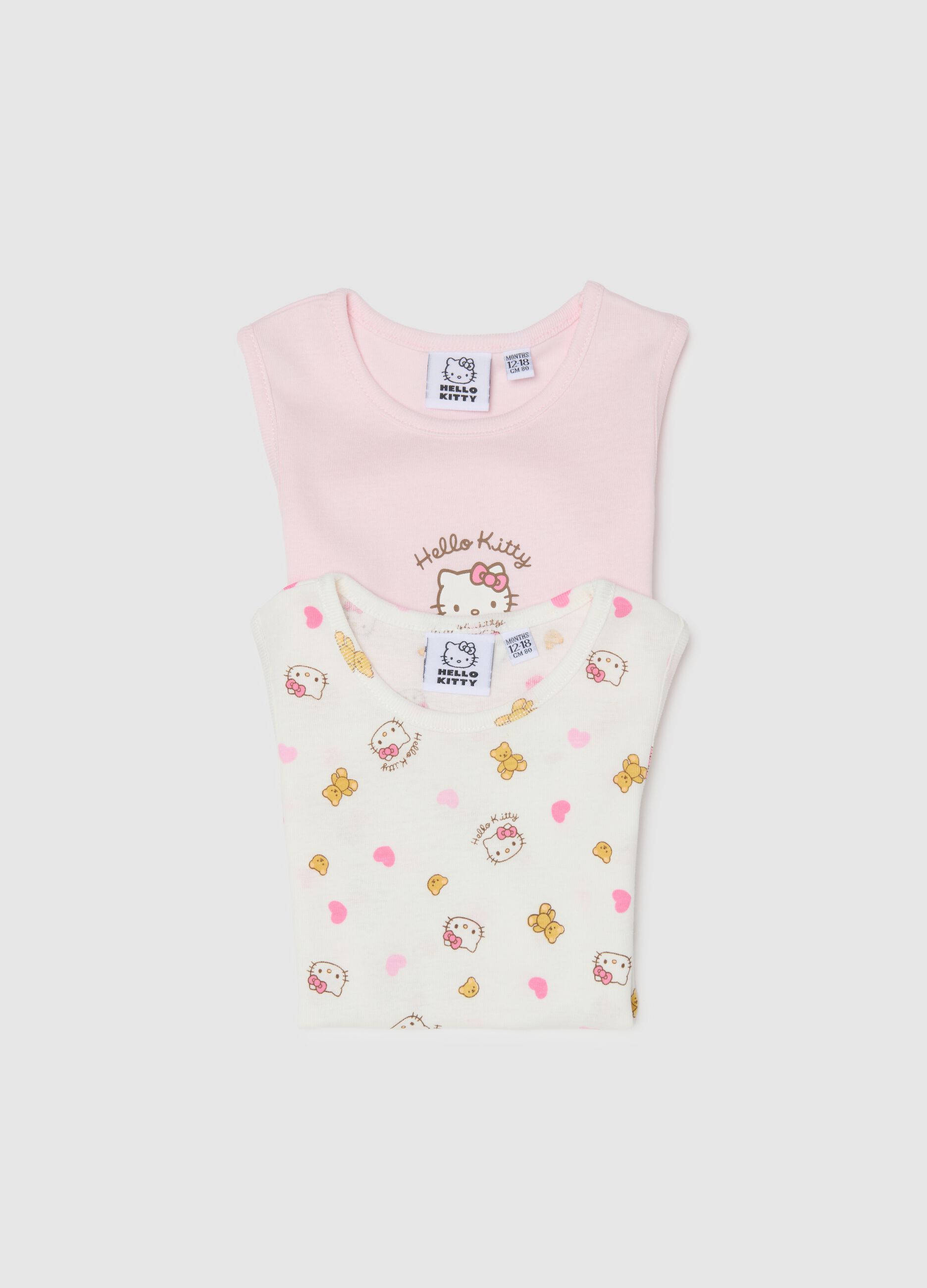 Multicolour cotton sleepsuit set for baby girls with Hello Kitty prints