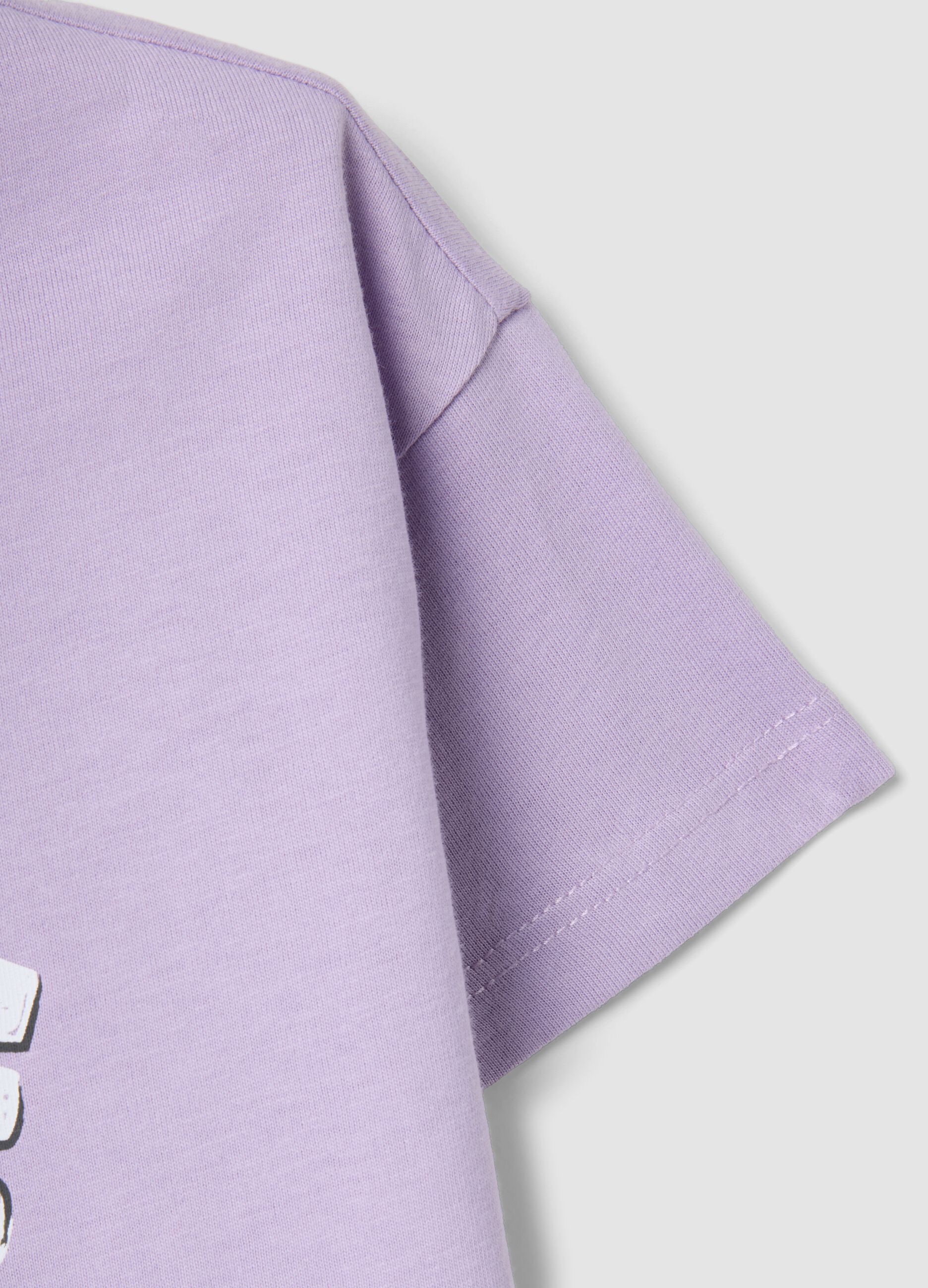Girls' regular fit purple pure cotton T-shirt with print