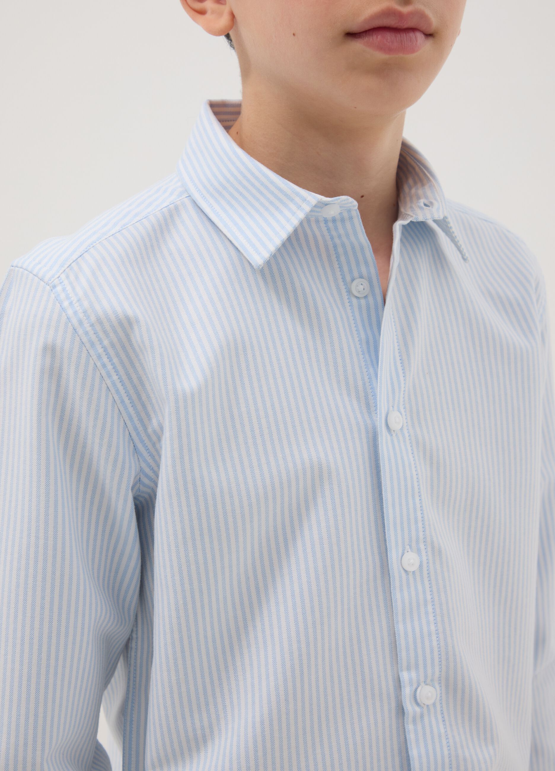 Boys' multicoloured stripe pure cotton shirt, regular fit