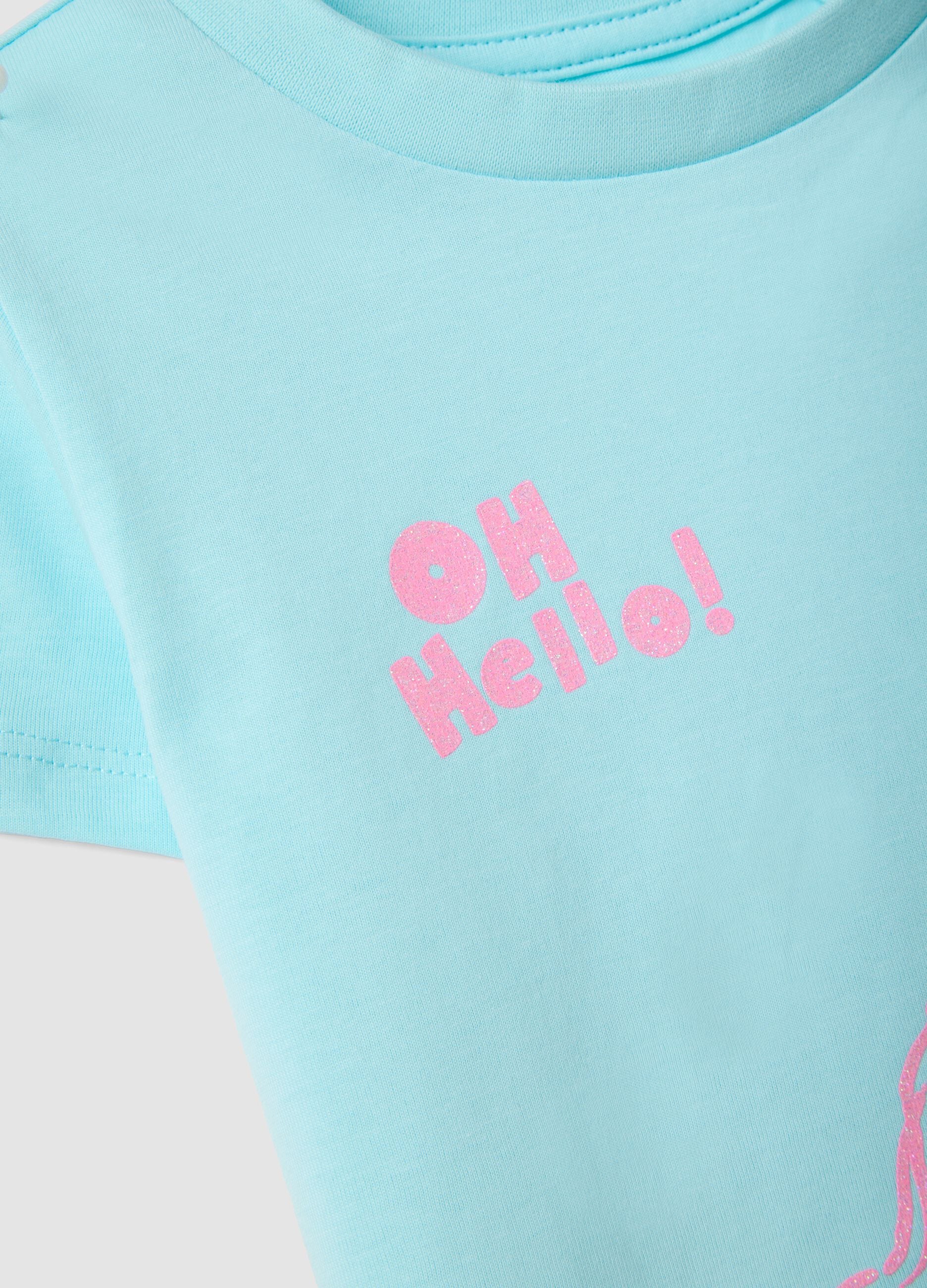Children's light blue pure cotton t-shirt with unicorn, regular fit