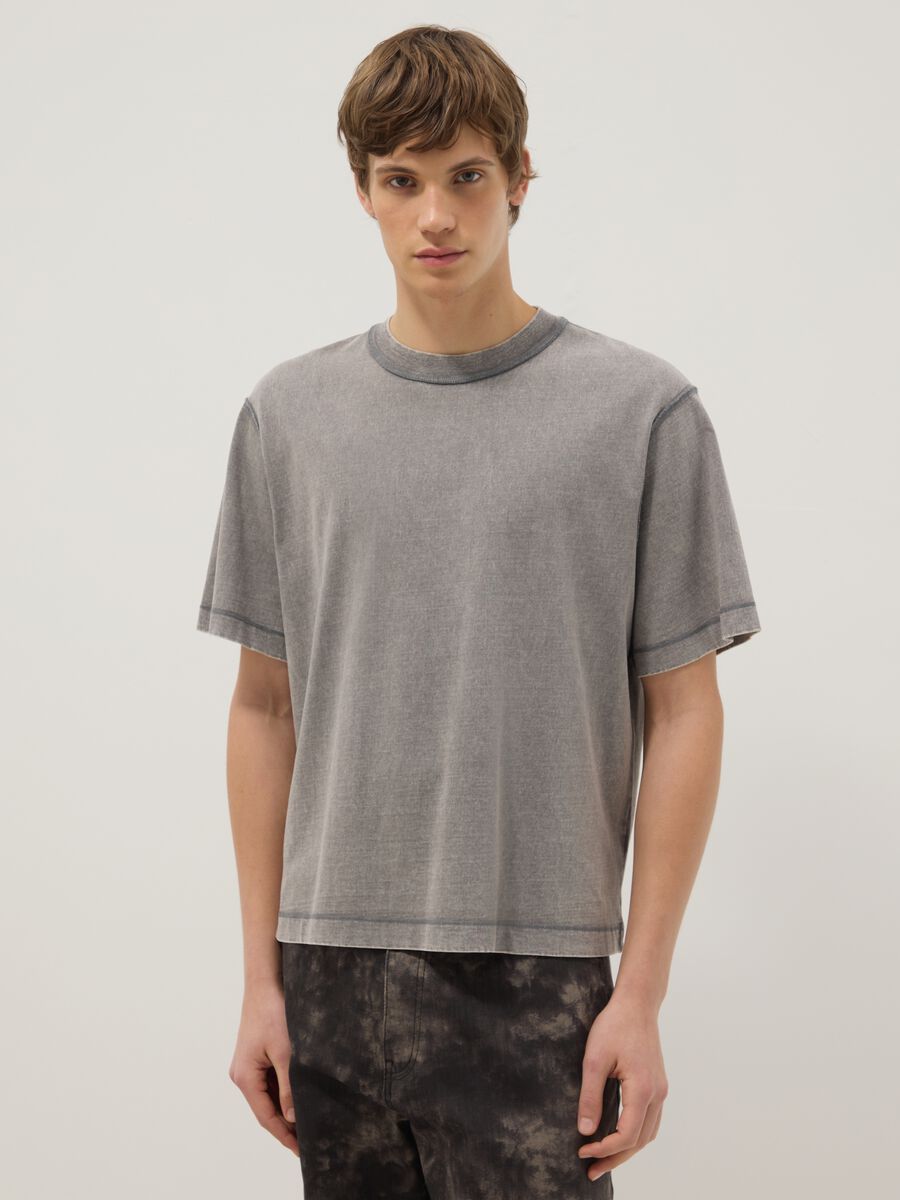 T-shirt in puro cotone grigio boxy fit_0