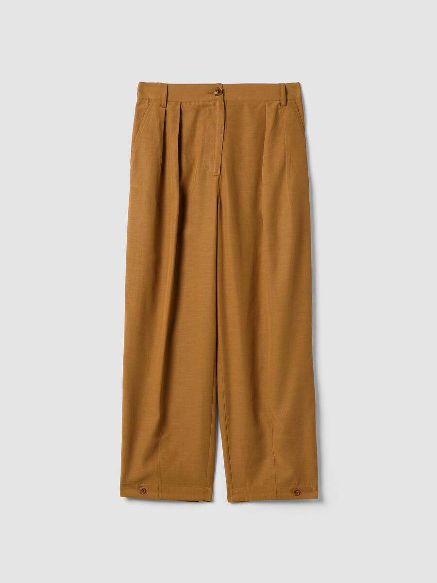 Brown lyocell-cotton blend slouchy fit trousers_4