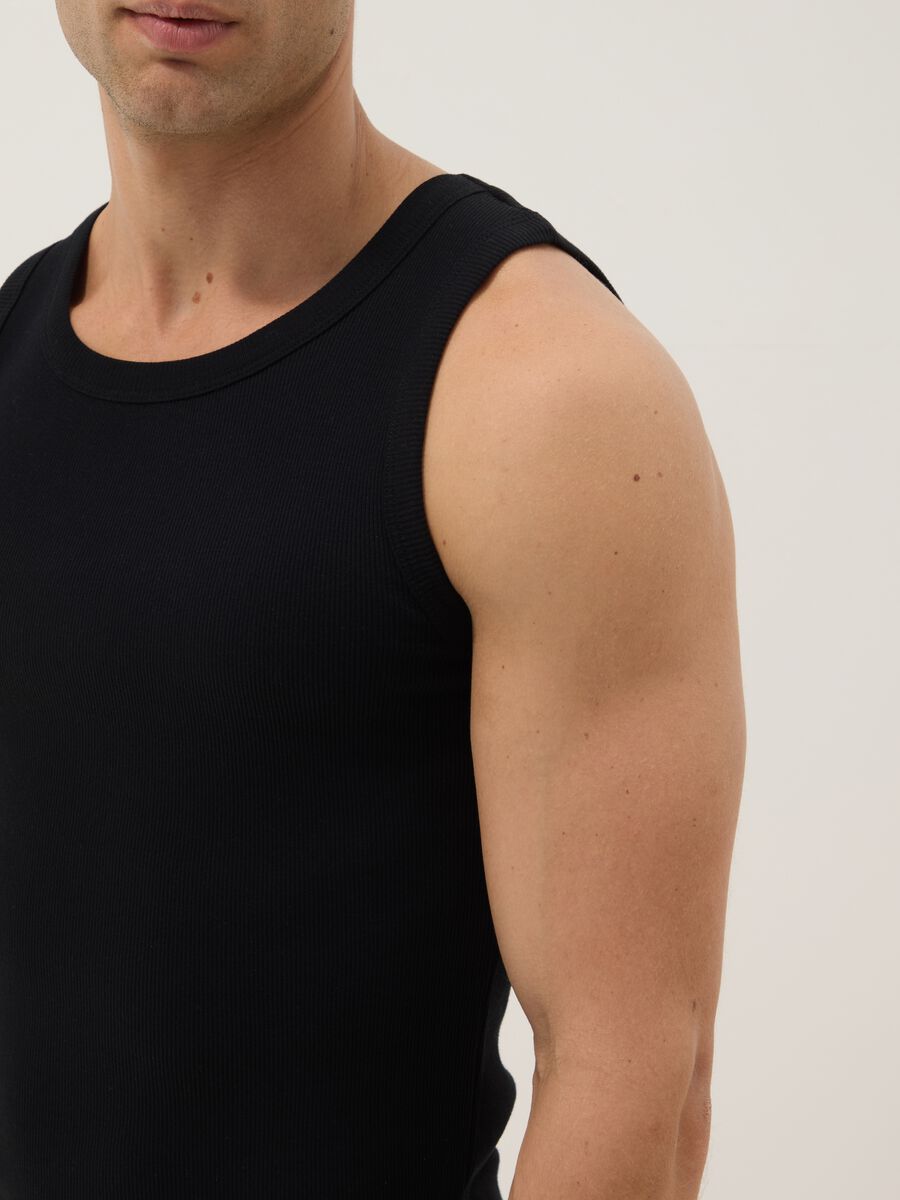 Black pure cotton vest regular fit_3