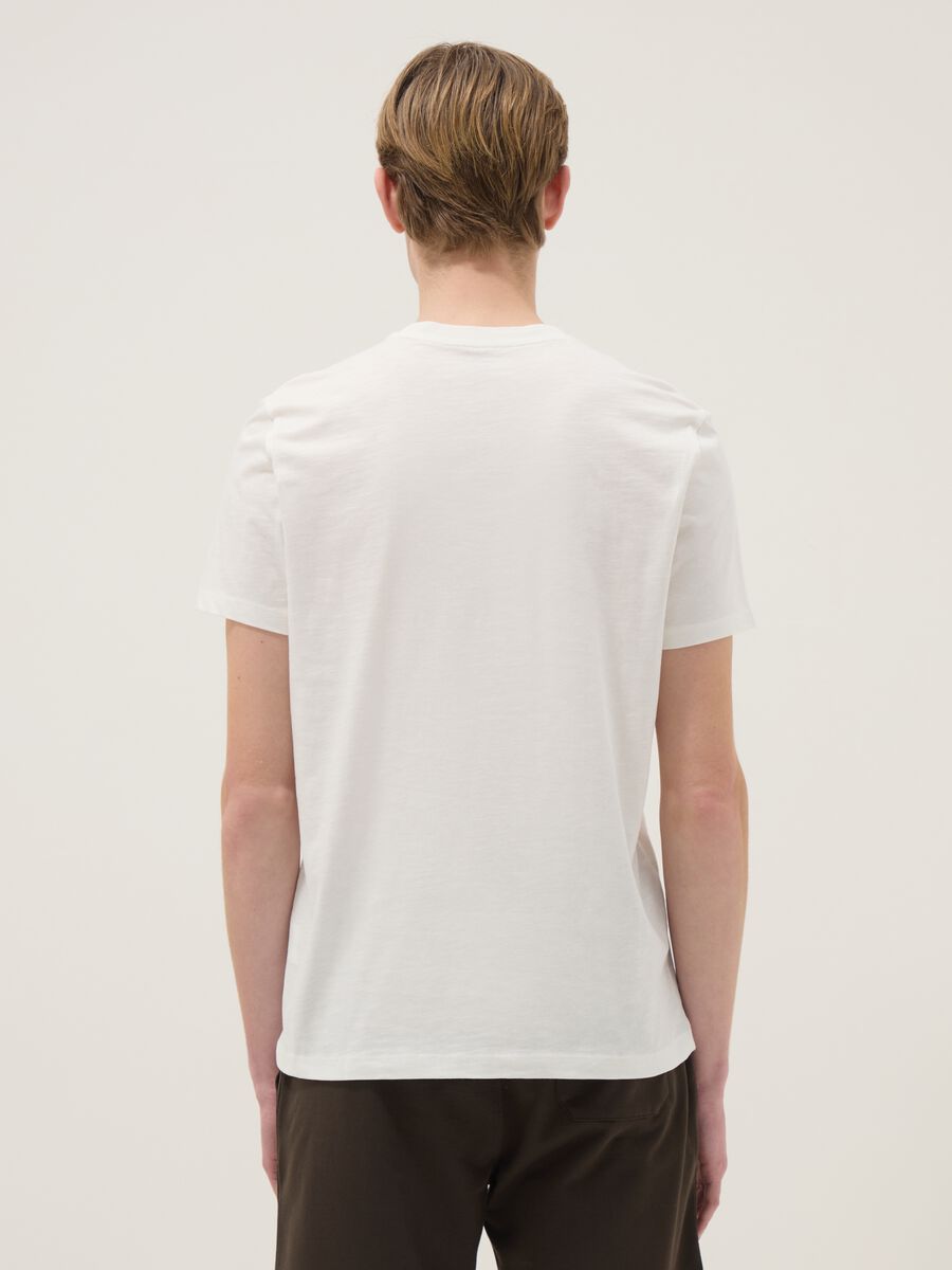 White regular fit short-sleeved pure cotton t-shirt_2