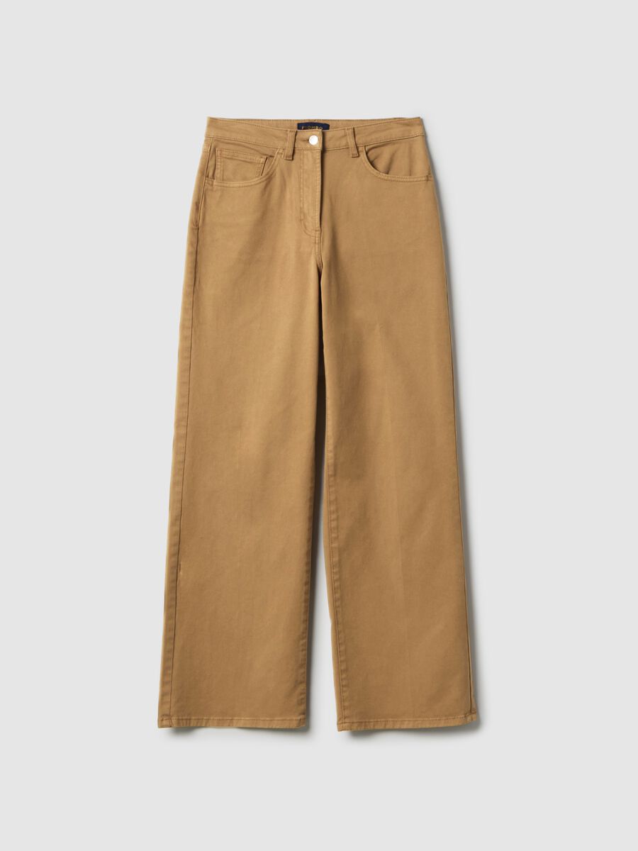 Straight Brown Stretch Cotton Chino Trousers_5