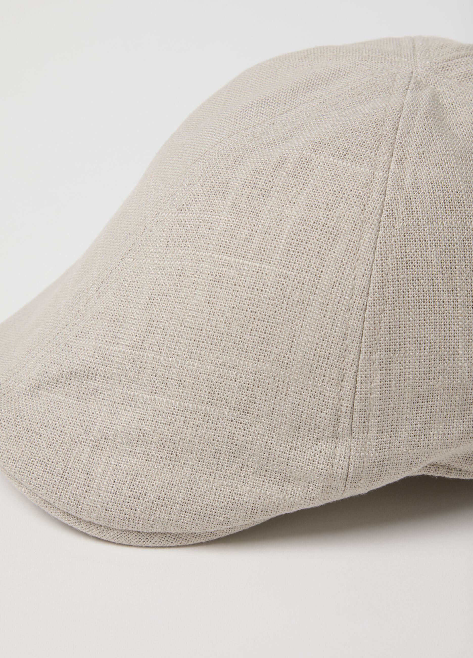 Flat cap in mixed Lyocell, viscose and beige linen