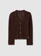 Cardigan marrone deep V in crochet di puro cotone regular fit_4