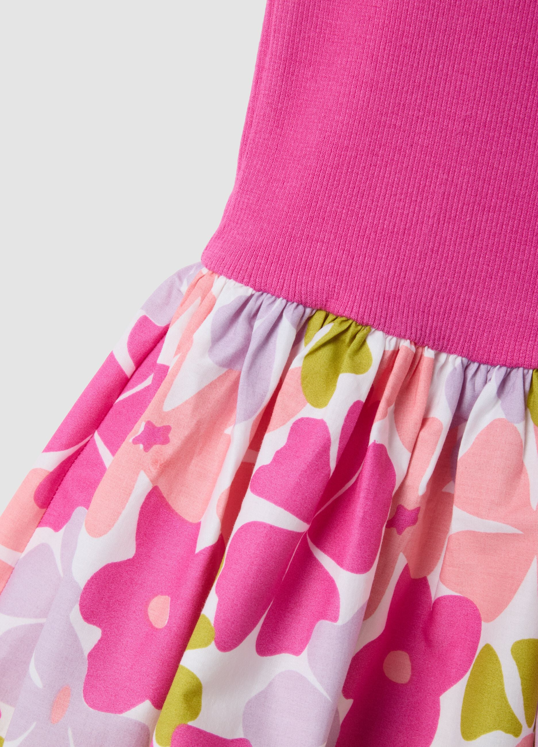 Pink sleeveless stretch cotton dress