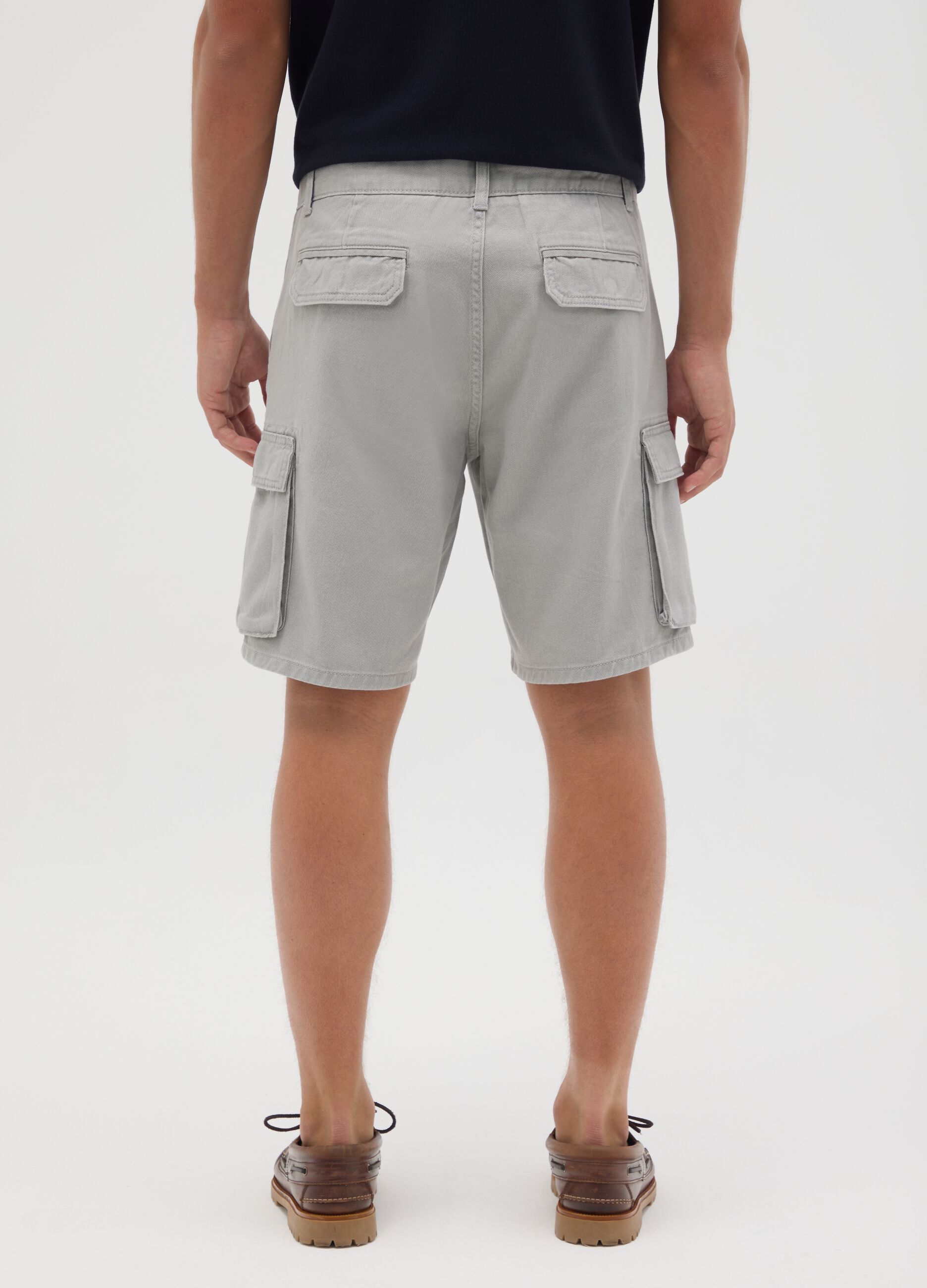Men's grey pure cotton regular fit shorts