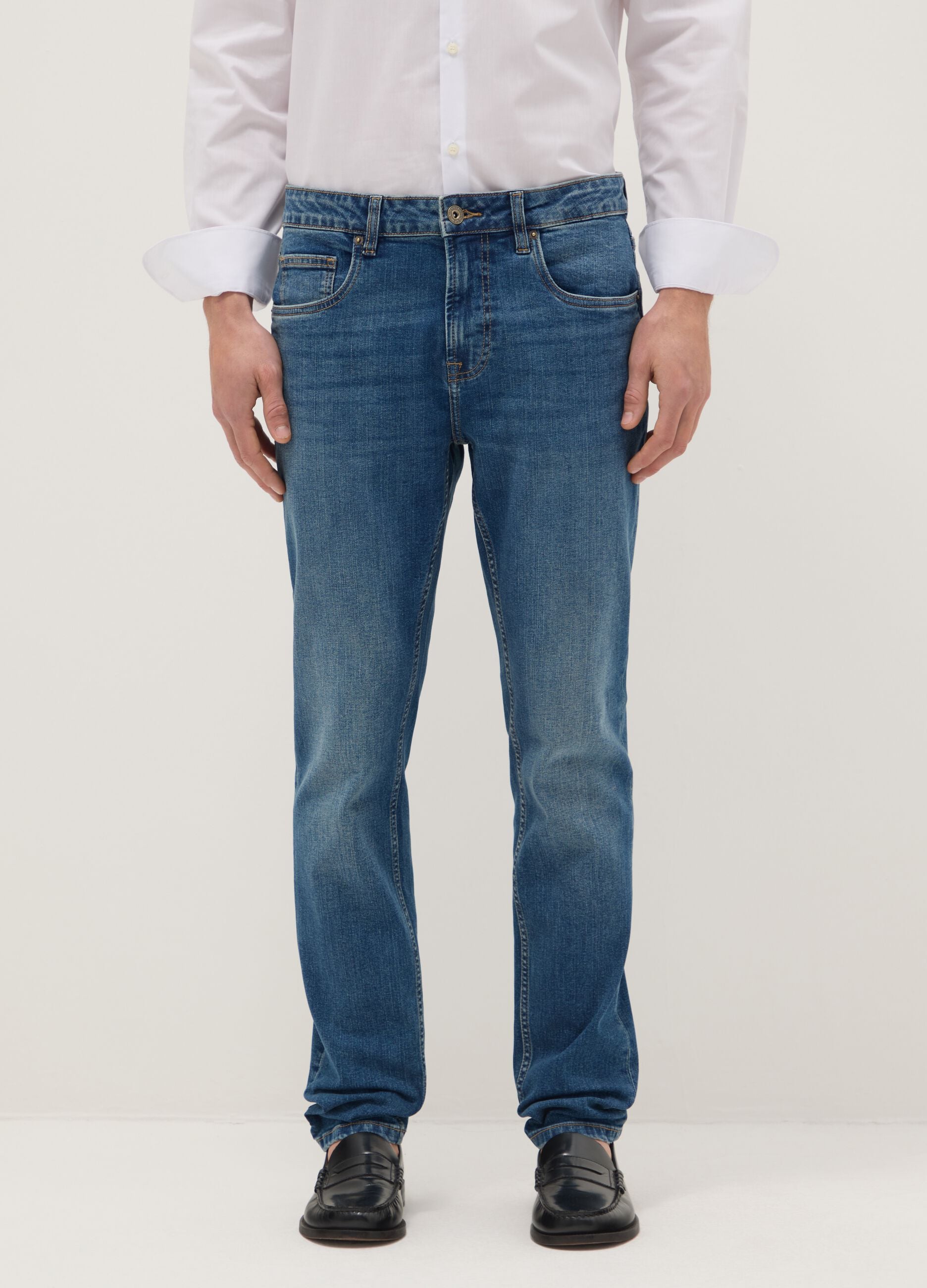 Blue stretchy skinny fit denim cotton jeans