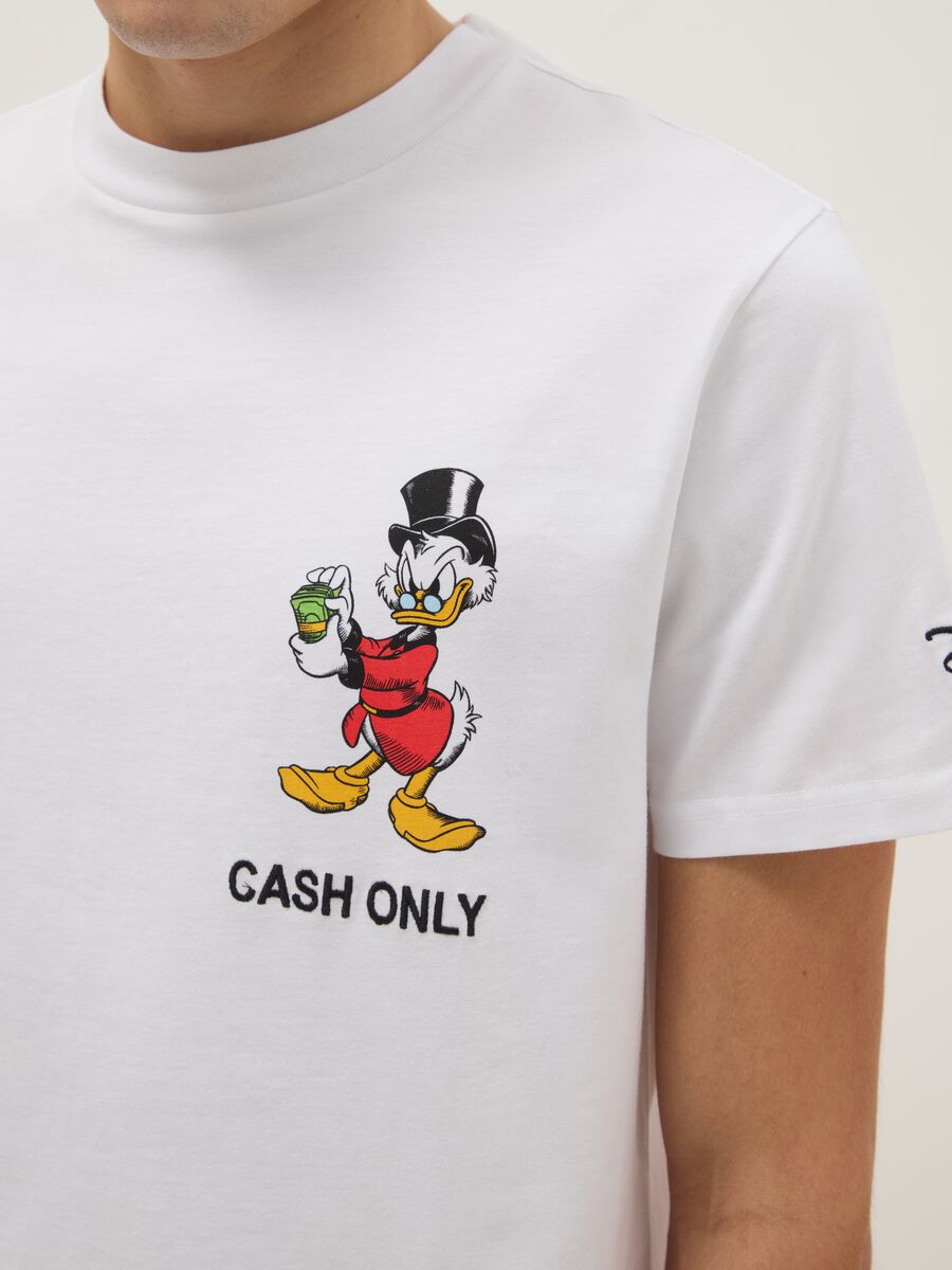 White regular fit pure cotton T-shirt with print_3