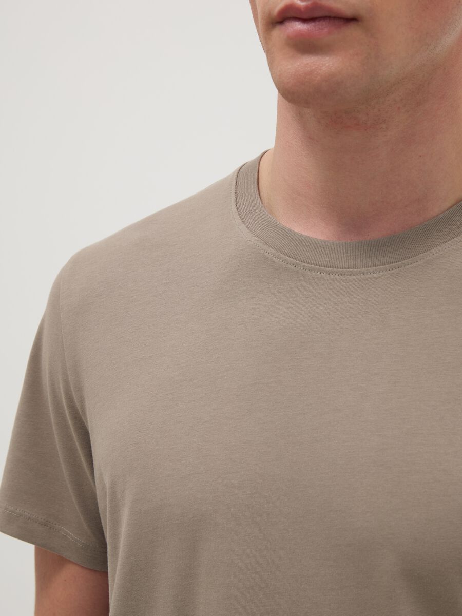 Beige T-shirt in pure cotton regular fit_4