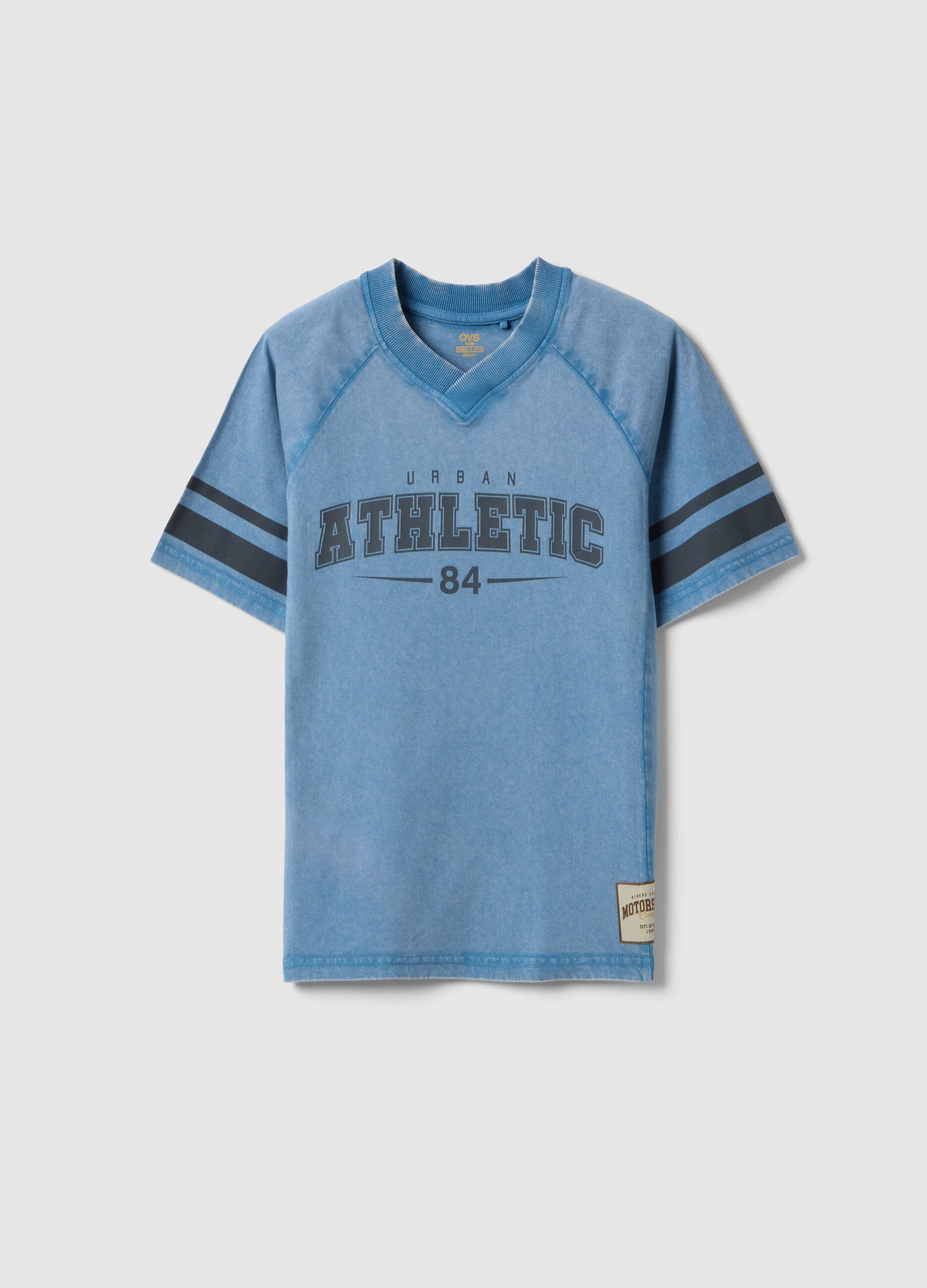Boys' blue pure cotton regular fit t-shirt with print