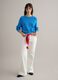 Blue crew neck jumper in pure cotton regular fit_1