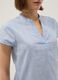 Light blue pure cotton regular fit deep V shirt with transparency_3