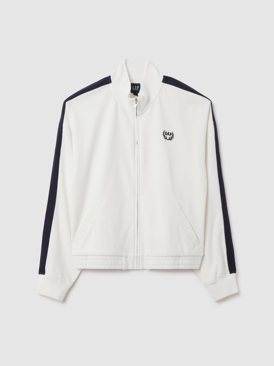 Felpa bianca con zip integrale e logo GAP_0